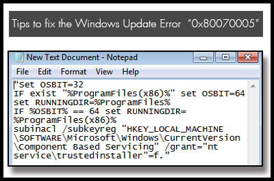 Исправить ошибку 0x80070005 при обновлении Windows 7 и 10