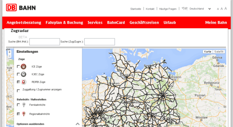 Сервис для ЖД-путешественников по Германии