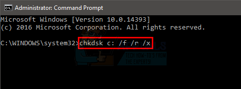 chkdsk C: /f /r /x